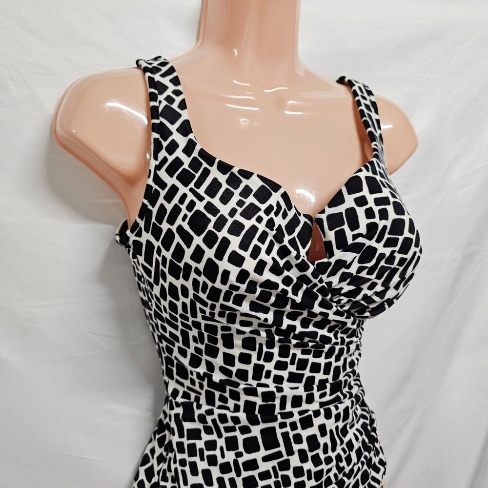 Miraclesuit Escape One Piece Swimsuit Women Size 10 Black White U Wire - Picture 3 of 14